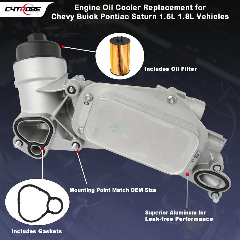 CYTROBE Engine Oil Cooler Filter Housing Assembly Adapter with Gasket  Insert  Cap Compatible with 2008-2019 Chevy Cruze Sonic Malibu Aveo  Buick Cascada  Pontiac G3  Saturn Astra 1.6L 1.8L 25199751 918-432 - Image 4